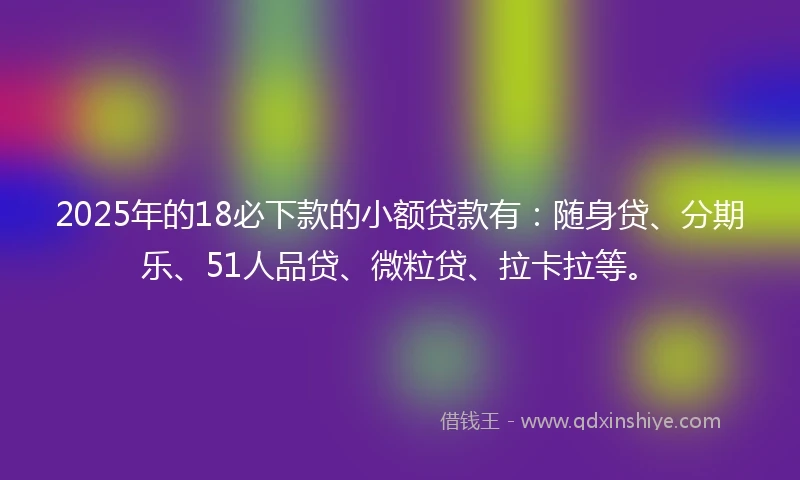 2025年的18必下款的小额贷款有：随身贷、分期乐、51人品贷、微粒贷、拉卡拉等。