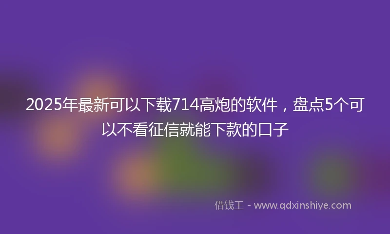 2025年最新可以下载714高炮的软件，盘点5个可以不看征信就能下款的口子