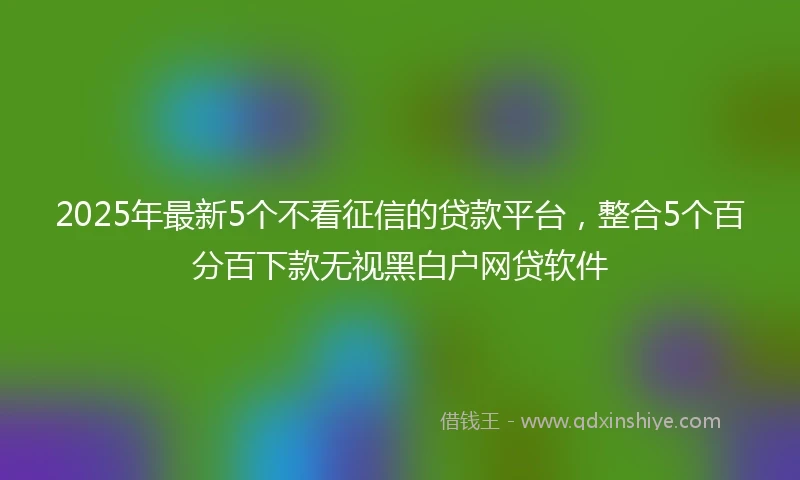 2025年最新5个不看征信的贷款平台，整合5个百分百下款无视黑白户网贷软件