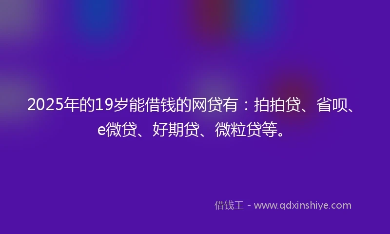 2025年的19岁能借钱的网贷有：拍拍贷、省呗、e微贷、好期贷、微粒贷等。