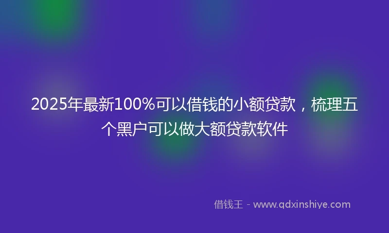 2025年最新100%可以借钱的小额贷款，梳理五个黑户可以做大额贷款软件