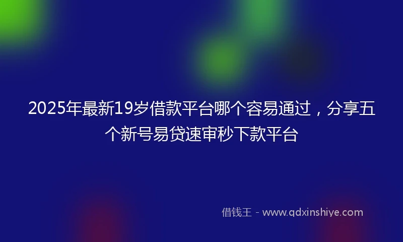 2025年最新19岁借款平台哪个容易通过，分享五个新号易贷速审秒下款平台