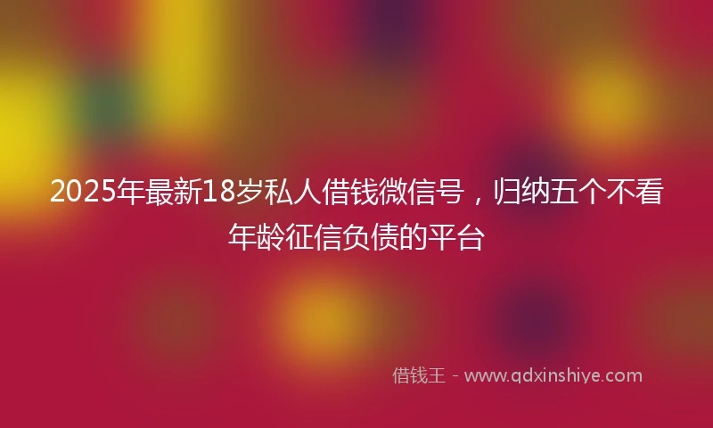 2025年最新18岁私人借钱微信号，归纳五个不看年龄征信负债的平台