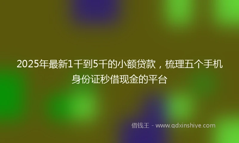 2025年最新1千到5千的小额贷款，梳理五个手机身份证秒借现金的平台
