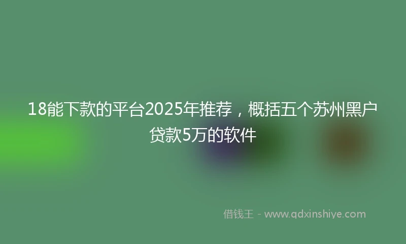 18能下款的平台2025年推荐，概括五个苏州黑户贷款5万的软件