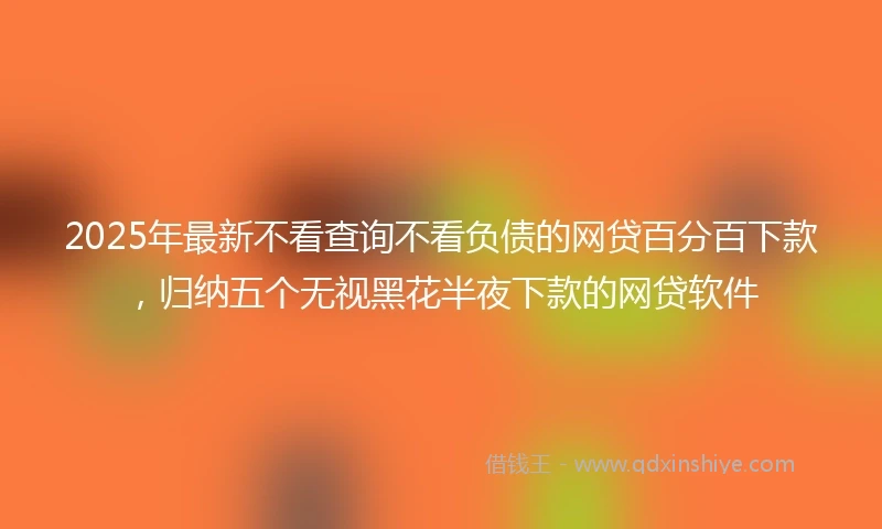 2025年最新不看查询不看负债的网贷百分百下款，归纳五个无视黑花半夜下款的网贷软件