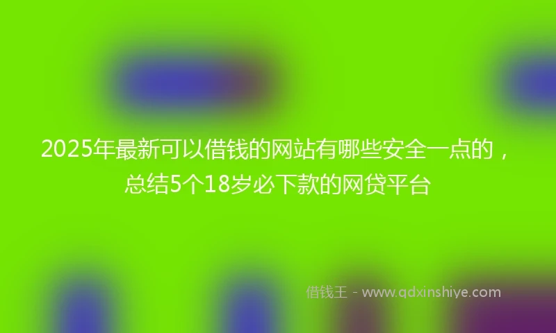 2025年最新可以借钱的网站有哪些安全一点的，总结5个18岁必下款的网贷平台