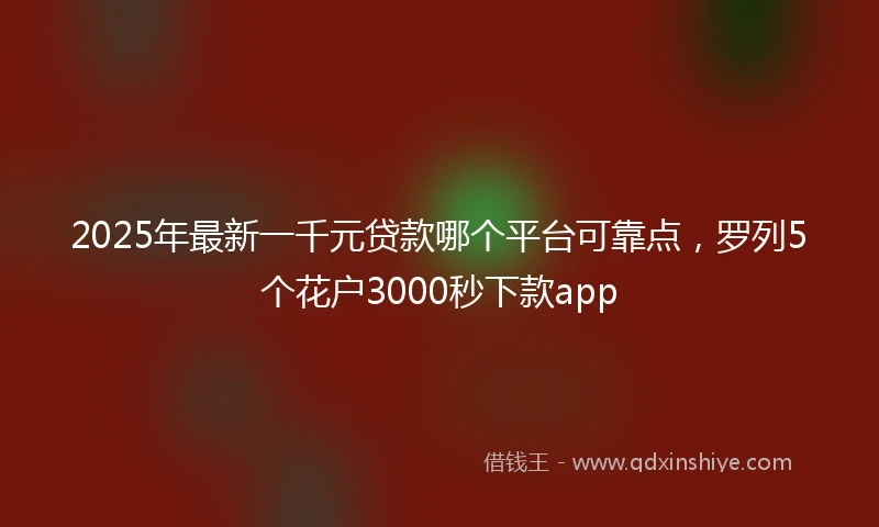 2025年最新一千元贷款哪个平台可靠点，罗列5个花户3000秒下款app