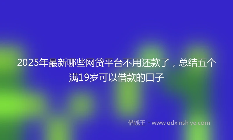 2025年最新哪些网贷平台不用还款了，总结五个满19岁可以借款的口子