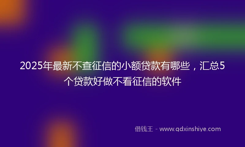 2025年最新不查征信的小额贷款有哪些，汇总5个贷款好做不看征信的软件
