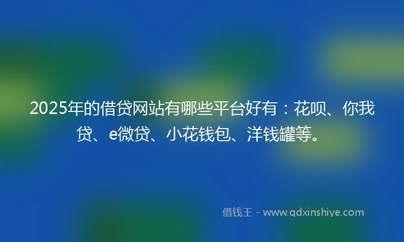 2025年的借贷网站有哪些平台好有：花呗、你我贷、e微贷、小花钱包、洋钱罐等。