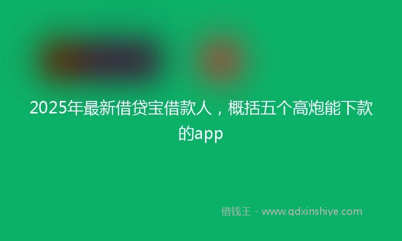 2025年最新借贷宝借款人，概括五个高炮能下款的app