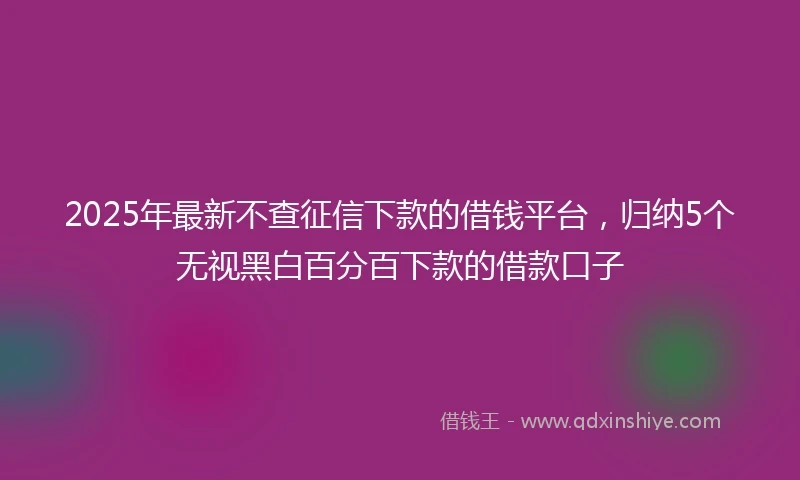 2025年最新不查征信下款的借钱平台，归纳5个无视黑白百分百下款的借款口子
