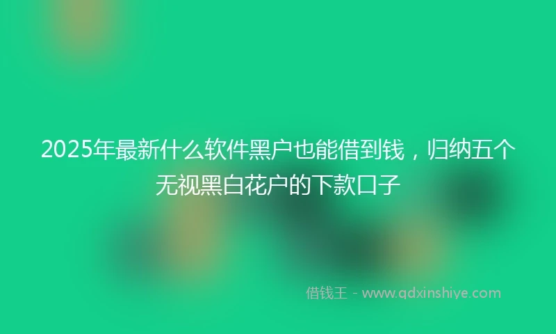2025年最新什么软件黑户也能借到钱，归纳五个无视黑白花户的下款口子