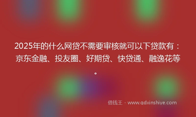 2025年的什么网贷不需要审核就可以下贷款有：京东金融、投友圈、好期贷、快贷通、融逸花等。
