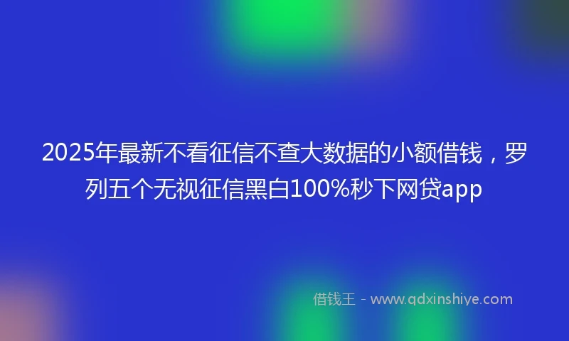 2025年最新不看征信不查大数据的小额借钱，罗列五个无视征信黑白100%秒下网贷app