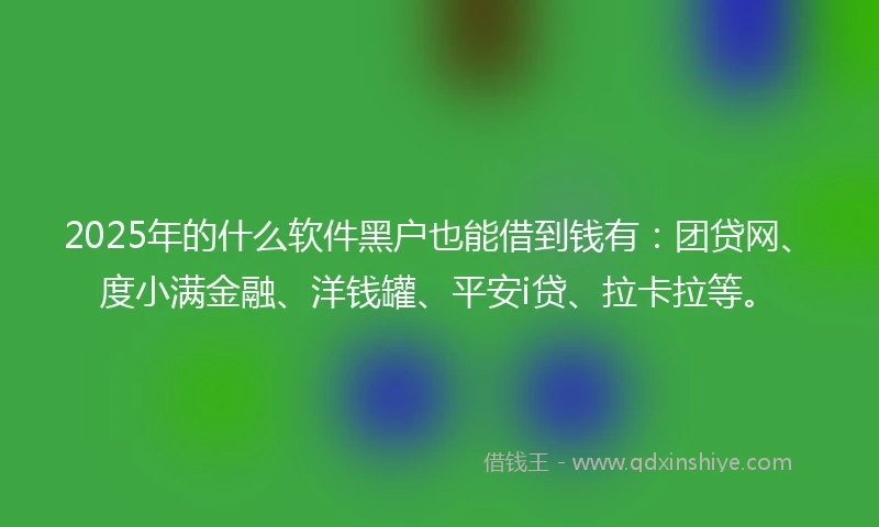 2025年的什么软件黑户也能借到钱有：团贷网、度小满金融、洋钱罐、平安i贷、拉卡拉等。