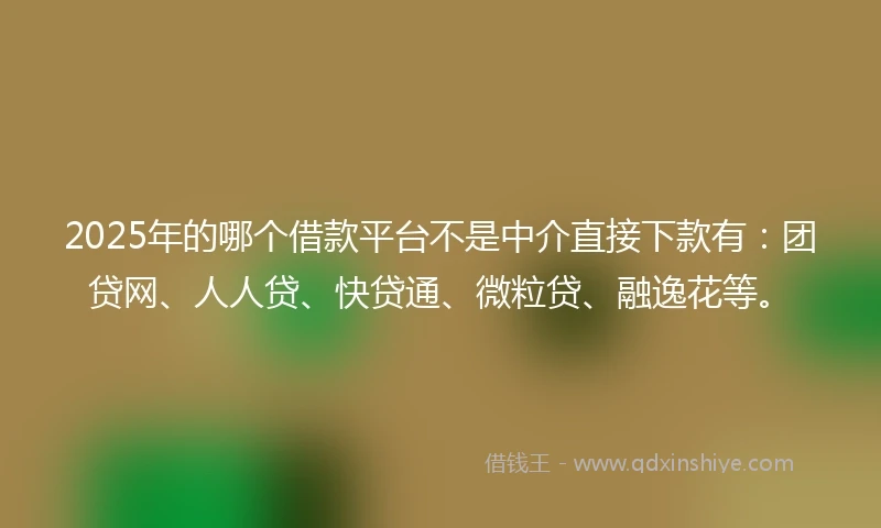 2025年的哪个借款平台不是中介直接下款有：团贷网、人人贷、快贷通、微粒贷、融逸花等。