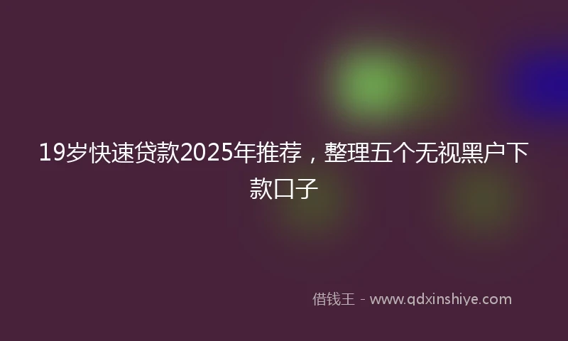 19岁快速贷款2025年推荐，整理五个无视黑户下款口子