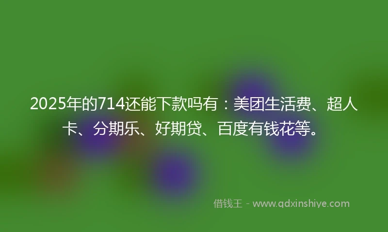 2025年的714还能下款吗有：美团生活费、超人卡、分期乐、好期贷、百度有钱花等。