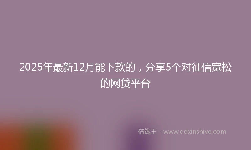 2025年最新12月能下款的，分享5个对征信宽松的网贷平台