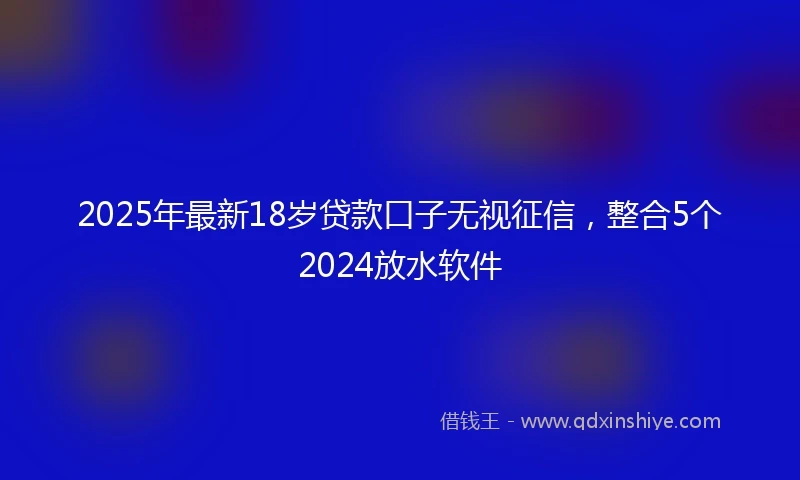 2025年最新18岁贷款口子无视征信，整合5个2024放水软件