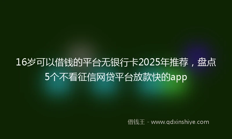 16岁可以借钱的平台无银行卡2025年推荐，盘点5个不看征信网贷平台放款快的app