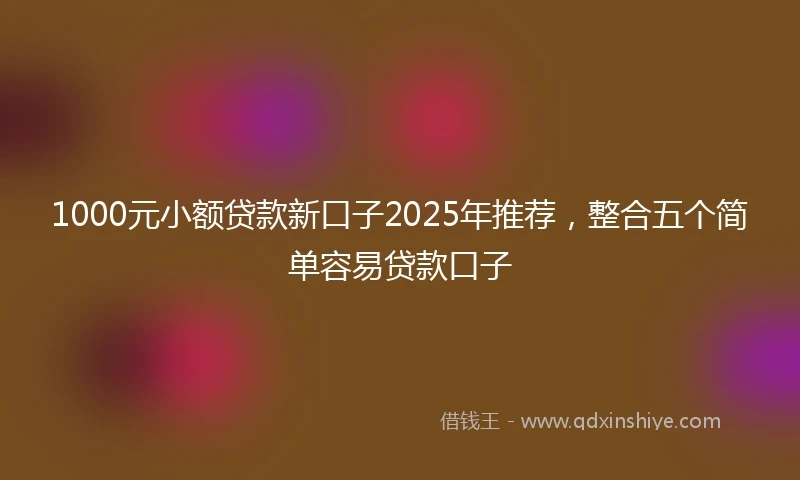 1000元小额贷款新口子2025年推荐，整合五个简单容易贷款口子