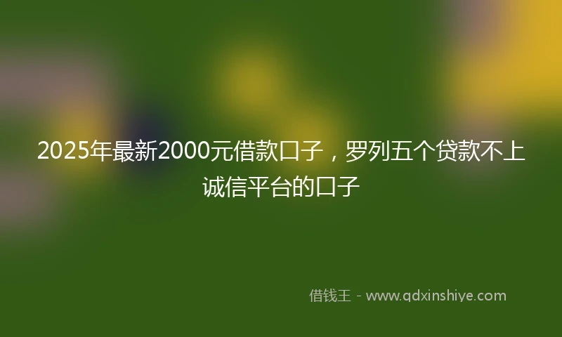 2025年最新2000元借款口子，罗列五个贷款不上诚信平台的口子