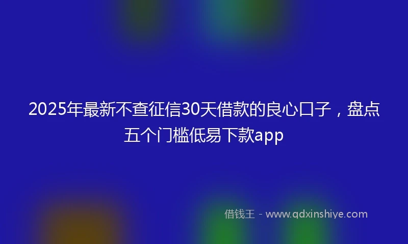 2025年最新不查征信30天借款的良心口子，盘点五个门槛低易下款app