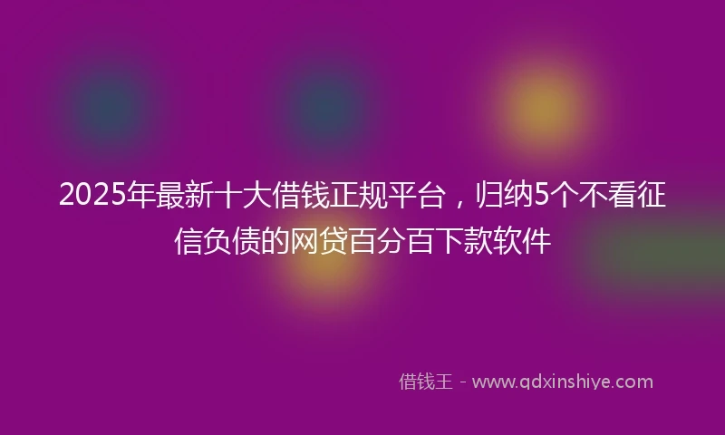 2025年最新十大借钱正规平台，归纳5个不看征信负债的网贷百分百下款软件