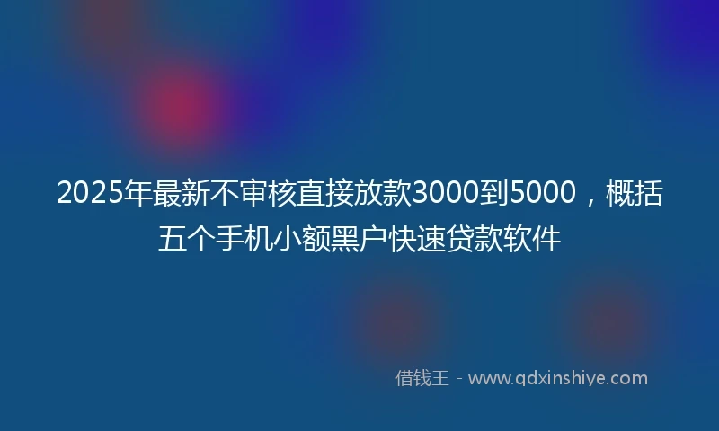 2025年最新不审核直接放款3000到5000，概括五个手机小额黑户快速贷款软件