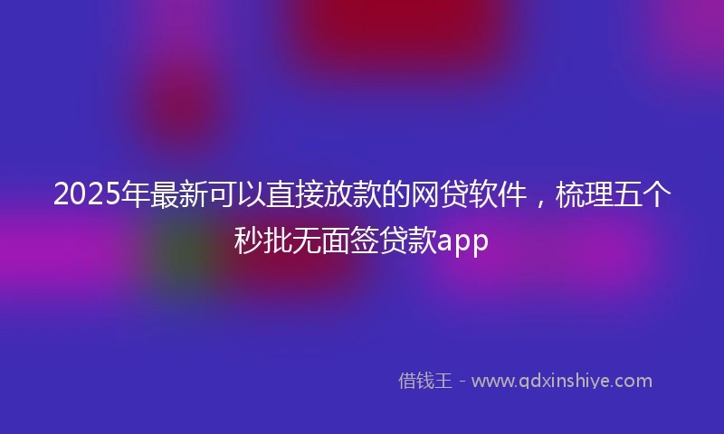 2025年最新可以直接放款的网贷软件，梳理五个秒批无面签贷款app