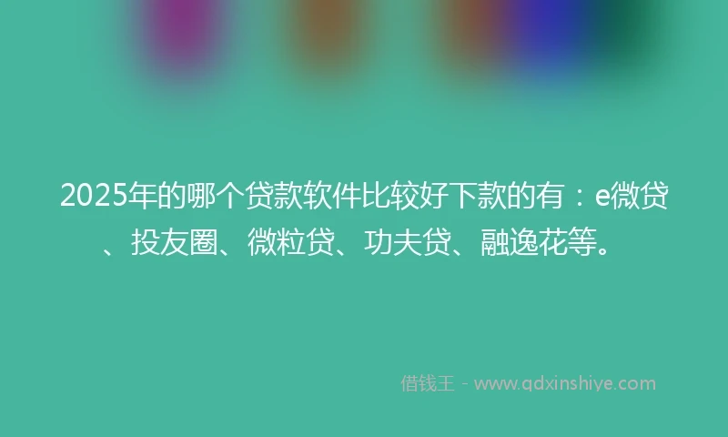 2025年的哪个贷款软件比较好下款的有：e微贷、投友圈、微粒贷、功夫贷、融逸花等。