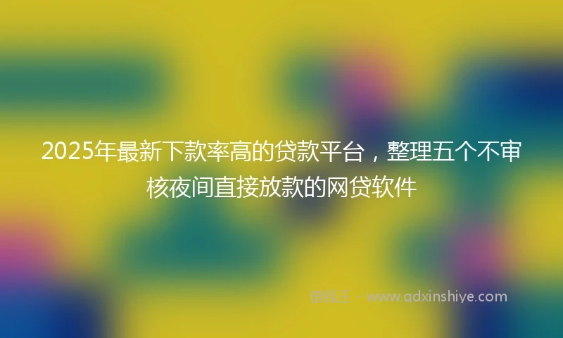 2025年最新下款率高的贷款平台，整理五个不审核夜间直接放款的网贷软件