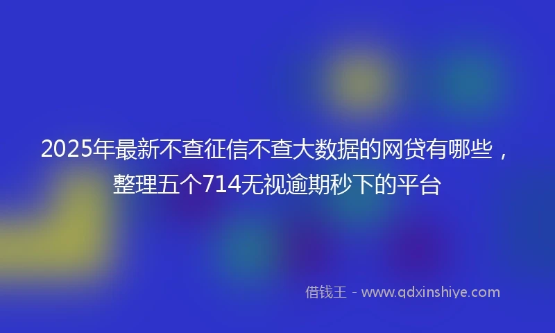 2025年最新不查征信不查大数据的网贷有哪些，整理五个714无视逾期秒下的平台