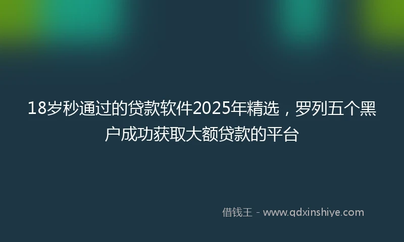 18岁秒通过的贷款软件2025年精选，罗列五个黑户成功获取大额贷款的平台