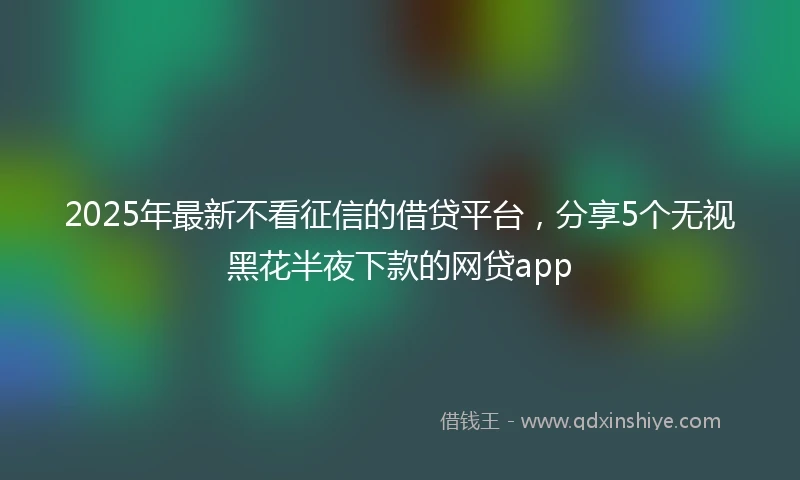 2025年最新不看征信的借贷平台，分享5个无视黑花半夜下款的网贷app
