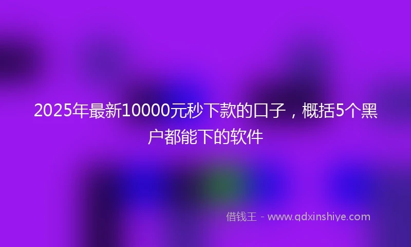 2025年最新10000元秒下款的口子，概括5个黑户都能下的软件