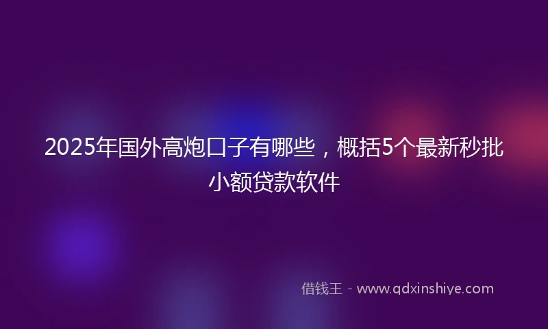 2025年国外高炮口子有哪些，概括5个最新秒批小额贷款软件
