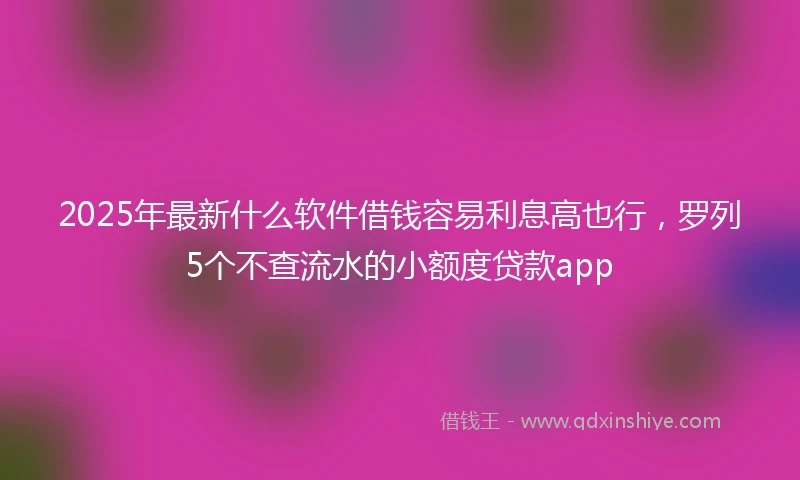 2025年最新什么软件借钱容易利息高也行，罗列5个不查流水的小额度贷款app