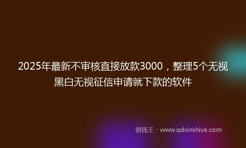 2025年最新不审核直接放款3000，整理5个无视黑白无视征信申请就下款的软件
