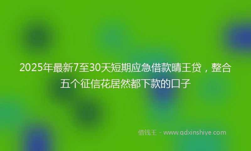 2025年最新7至30天短期应急借款晴王贷，整合五个征信花居然都下款的口子