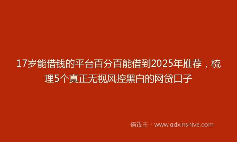 17岁能借钱的平台百分百能借到2025年推荐，梳理5个真正无视风控黑白的网贷口子