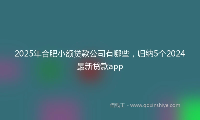 2025年合肥小额贷款公司有哪些，归纳5个2024最新贷款app