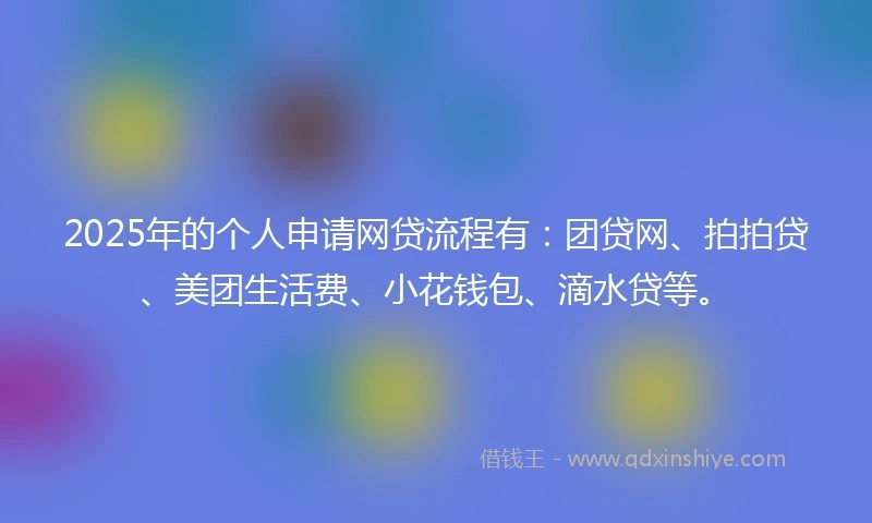 2025年的个人申请网贷流程有：团贷网、拍拍贷、美团生活费、小花钱包、滴水贷等。