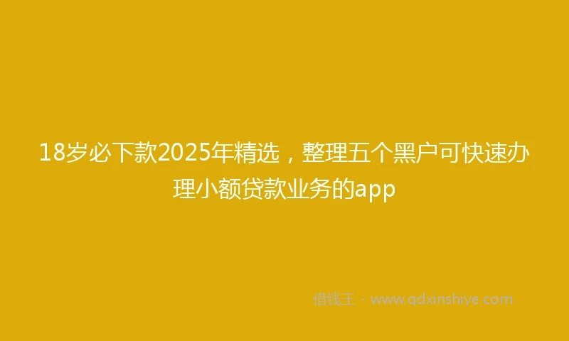 18岁必下款2025年精选，整理五个黑户可快速办理小额贷款业务的app
