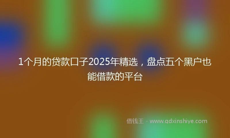 1个月的贷款口子2025年精选，盘点五个黑户也能借款的平台