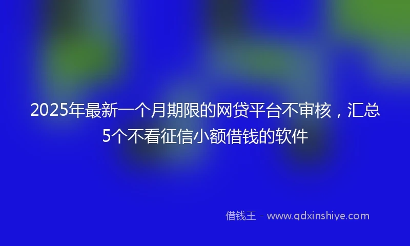 2025年最新一个月期限的网贷平台不审核，汇总5个不看征信小额借钱的软件