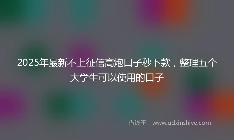 2025年最新不上征信高炮口子秒下款，整理五个大学生可以使用的口子